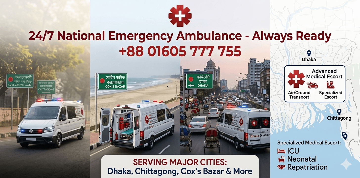 Ambulance Service in Chittagong, Dhaka, Cox’s Bazar & Major Cities